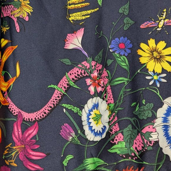 Ellos Size 12 Silky Floral Dress Shirt Tie Neck Collar Peplum - Picture 6 of 6